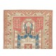 Mid-Century Hand Knotted Geometric Pattern Turkish Rug in Red, Blue and Beige Colors