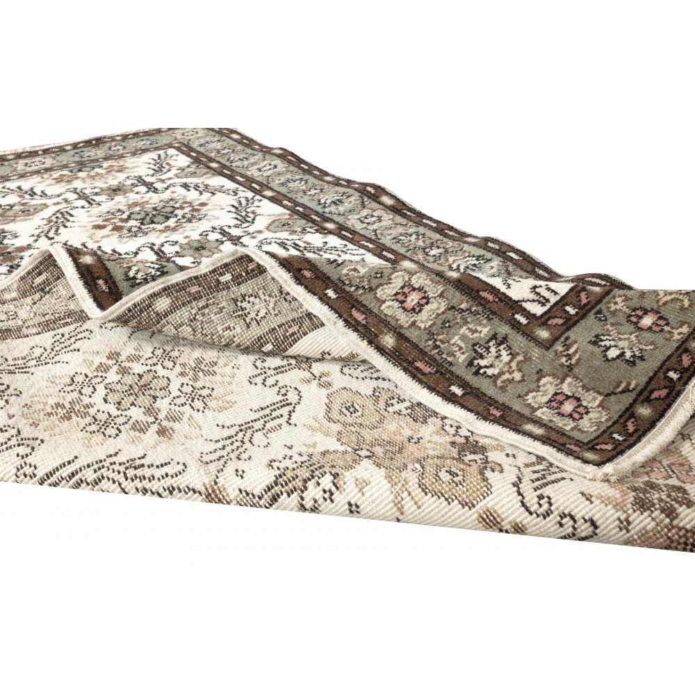 Vintage Hand Knotted Turkish Wool Rug, Floral Pattern Floor Covering