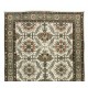Vintage Hand Knotted Turkish Wool Rug, Floral Pattern Floor Covering