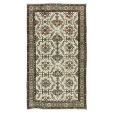 Vintage Hand Knotted Turkish Wool Rug, Floral Pattern Floor Covering