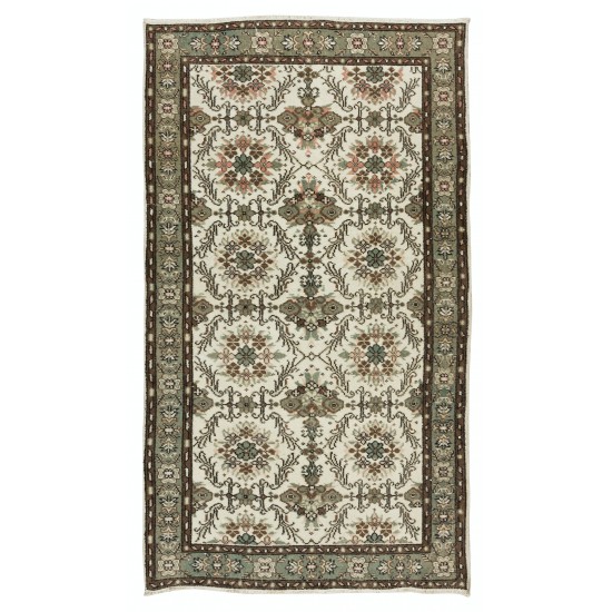 Mid-20th Century Hand Knotted Turkish Wool Rug, Floral Pattern Floor Covering
