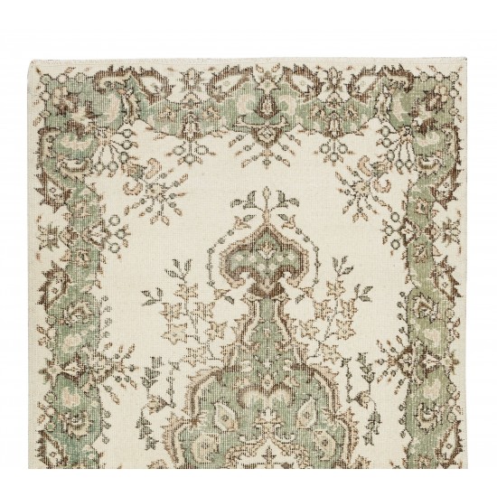 Hand-Made Turkish Accent Rug with Medallion Design, Sun Faded Wool Carpet Hand-Made Turkish Accent Rug with Medallion Design, Sun Faded Wool Carpet