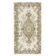Hand-Made Turkish Accent Rug with Medallion Design, Sun Faded Wool Carpet
