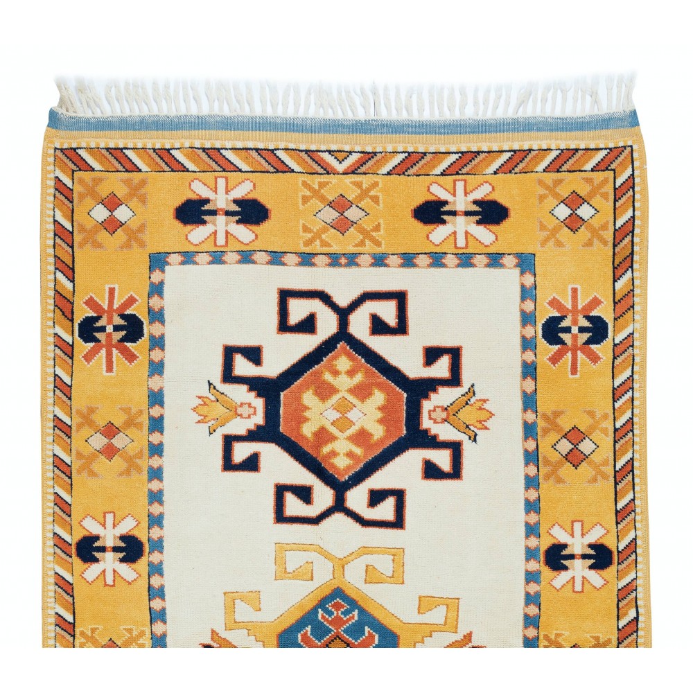 Contemporary Handmade Turkish Rug with Geometric Design, 100% Wool