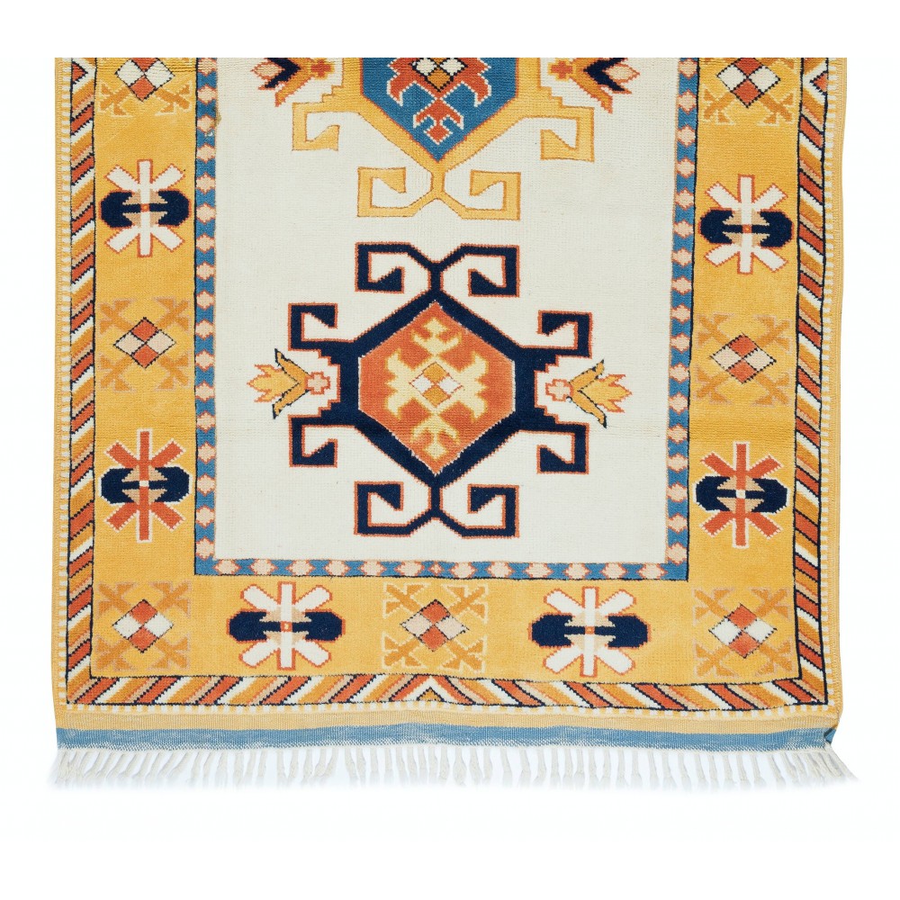 Contemporary Handmade Turkish Rug with Geometric Design, 100% Wool