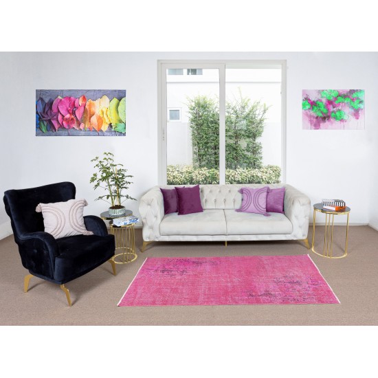 Art Deco Chinese Rug Over-Dyed in Pink, Mid-Century Hand Knotted Wool Carpet Art Deco Chinese Rug Over-Dyed in Pink, Mid-Century Hand Knotted Wool Carpet