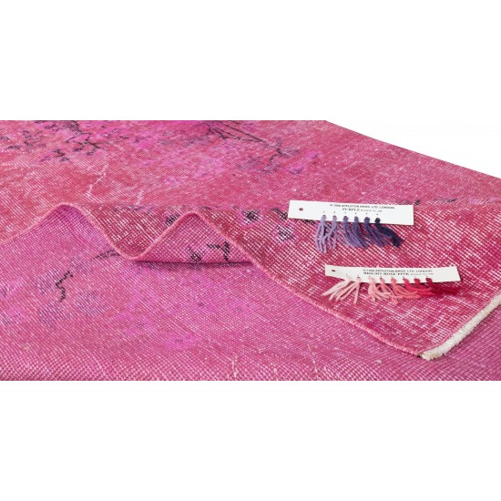 Art Deco Chinese Rug Over-Dyed in Pink, Mid-Century Hand Knotted Wool Carpet Art Deco Chinese Rug Over-Dyed in Pink, Mid-Century Hand Knotted Wool Carpet