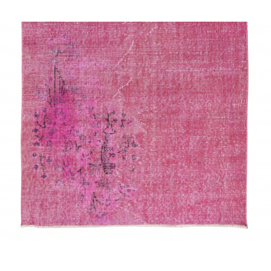 Art Deco Chinese Rug Over-Dyed in Pink, Mid-Century Hand Knotted Wool Carpet Art Deco Chinese Rug Over-Dyed in Pink, Mid-Century Hand Knotted Wool Carpet