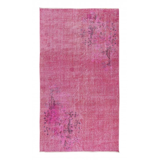 Art Deco Chinese Rug Over-Dyed in Pink, Mid-Century Hand Knotted Wool Carpet Art Deco Chinese Rug Over-Dyed in Pink, Mid-Century Hand Knotted Wool Carpet