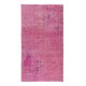 Art Deco Chinese Rug Over-Dyed in Pink, Mid-Century Hand Knotted Wool Carpet