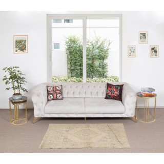 Vintage Geometric Medallion Design Handmade Turkish Accent Rug