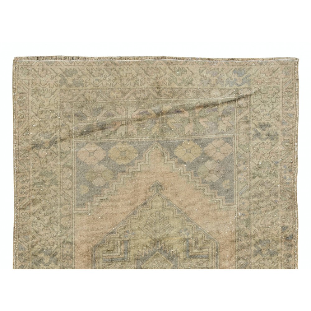 Vintage Geometric Medallion Design Handmade Turkish Accent Rug