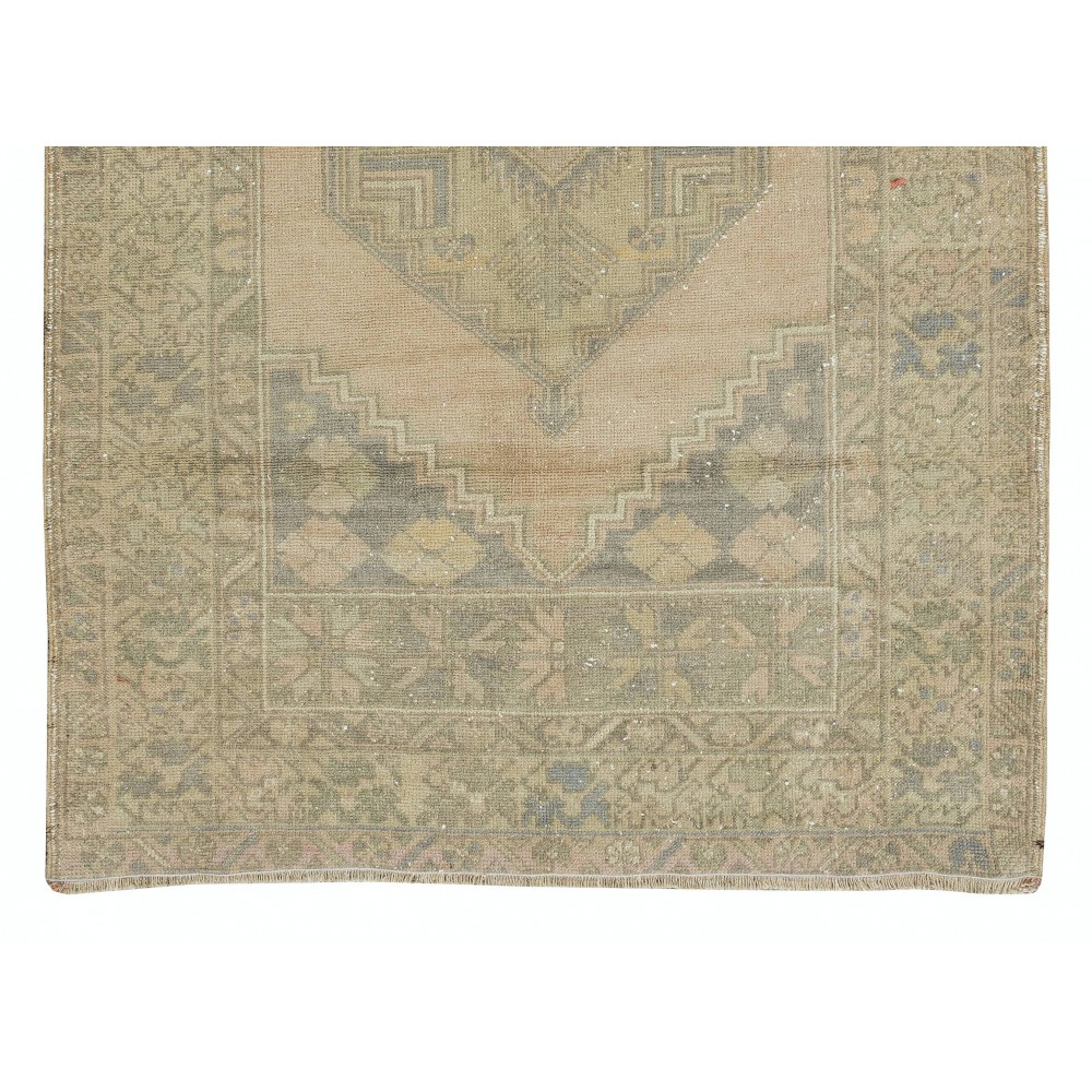 Vintage Geometric Medallion Design Handmade Turkish Accent Rug