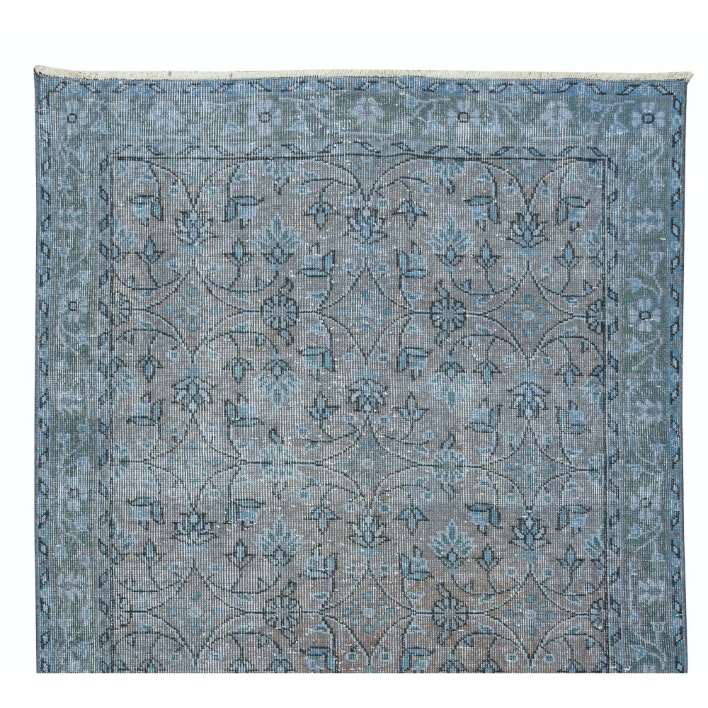 Hand Knotted Vintage Turkish Accent Rug Over-Dyed in Blue, Ideal 4 Modern Interiors