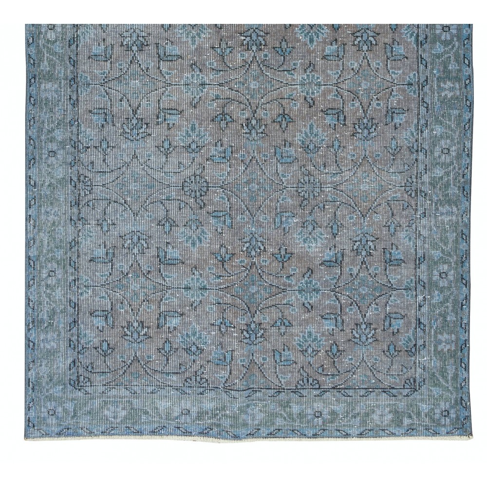 Hand Knotted Vintage Turkish Accent Rug Over-Dyed in Blue, Ideal 4 Modern Interiors