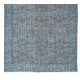 Hand Knotted Vintage Turkish Accent Rug Over-Dyed in Blue, Ideal 4 Modern Interiors