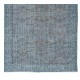 Hand Knotted Vintage Turkish Accent Rug Over-Dyed in Blue, Ideal 4 Modern Interiors