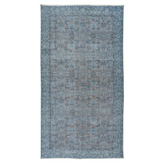 Hand Knotted Vintage Turkish Accent Rug Over-Dyed in Blue, Ideal 4 Modern Interiors