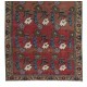 Vintage Handmade Floral Turkish Rug in Red & Beige