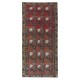 Vintage Handmade Floral Turkish Rug in Red & Beige