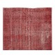 Vintage Handmade Red Overdyed Rug from Central Anatolia