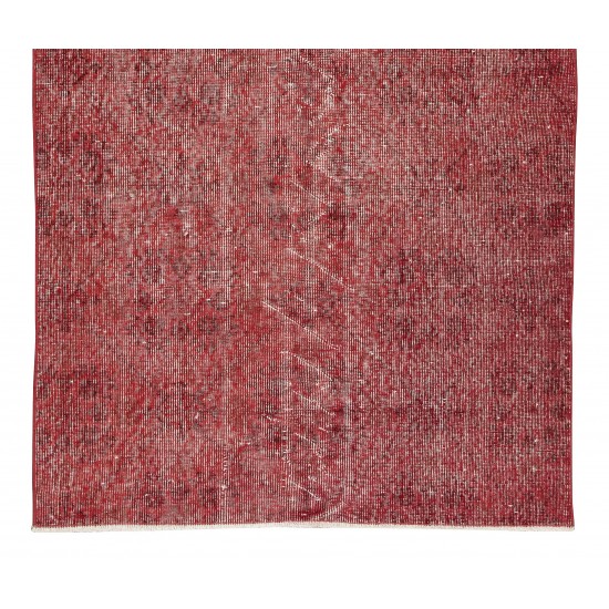 Vintage Handmade Red Overdyed Rug from Central Anatolia