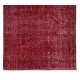 Vintage Handmade Red Overdyed Rug from Central Anatolia