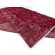 Contemporary Handmade Mid-Century Turkish Accent Rug Over-Dyed in Red