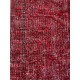 Contemporary Handmade Mid-Century Turkish Accent Rug Over-Dyed in Red