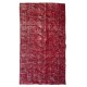 Contemporary Handmade Mid-Century Turkish Accent Rug Over-Dyed in Red