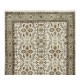 Vintage Handmade Turkish Accent Rug, Floral Patterned Floor Covering