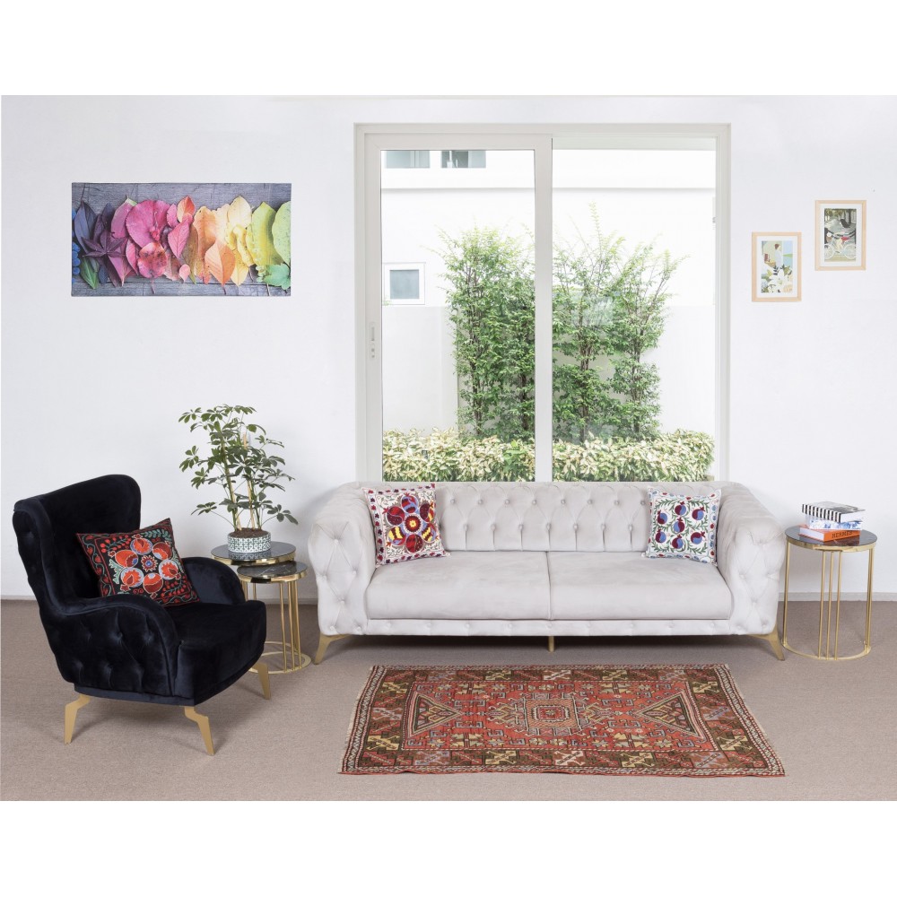 Mid-Century Handmade Turkish Traditional Wool Rug for Home, Office Decor