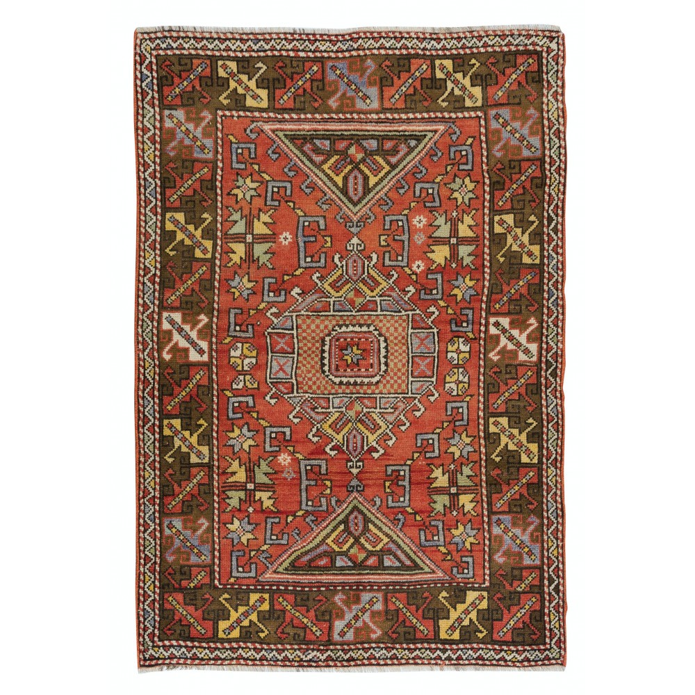 Mid-Century Handmade Turkish Traditional Wool Rug for Home, Office Decor