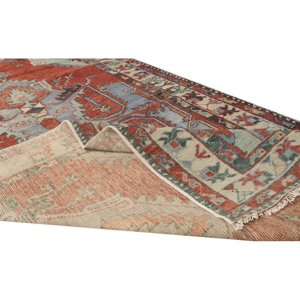 Unique Vintage Turkish Geometric Runner Rug for Hallway Decor