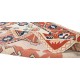 Hand Knotted Geometric Rug in Cream, Red & Blue Colors, 100% Wool