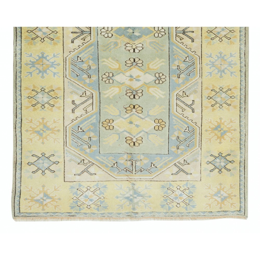 Hand Knotted Vintage Turkish Milas Rug, 100% Wool