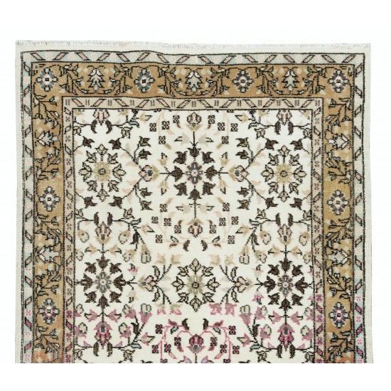 Authentic Handmade Vintage Turkish Wool Accent Rug with Colorful Flowers Authentic Handmade Vintage Turkish Wool Accent Rug with Colorful Flowers