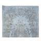 Handmade Upcycled Turkish Rug Over-Dyed in Light Blue 4 Modern Home and Office