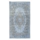 Handmade Upcycled Turkish Rug Over-Dyed in Light Blue 4 Modern Home and Office