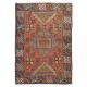 Traditional Vintage Hand Knotted Turkish Wool Rug with Geometric Design