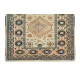 Hand-Made Anatolian Rug with Two Geometric Medallions, 100% Wool