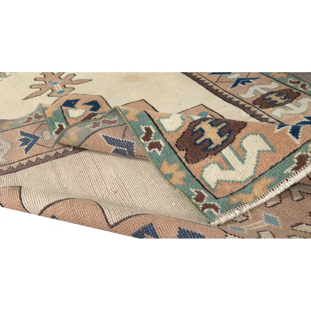 Handmade Accent Rug with Geometric Design, Turkish Carpet, 100% Wool