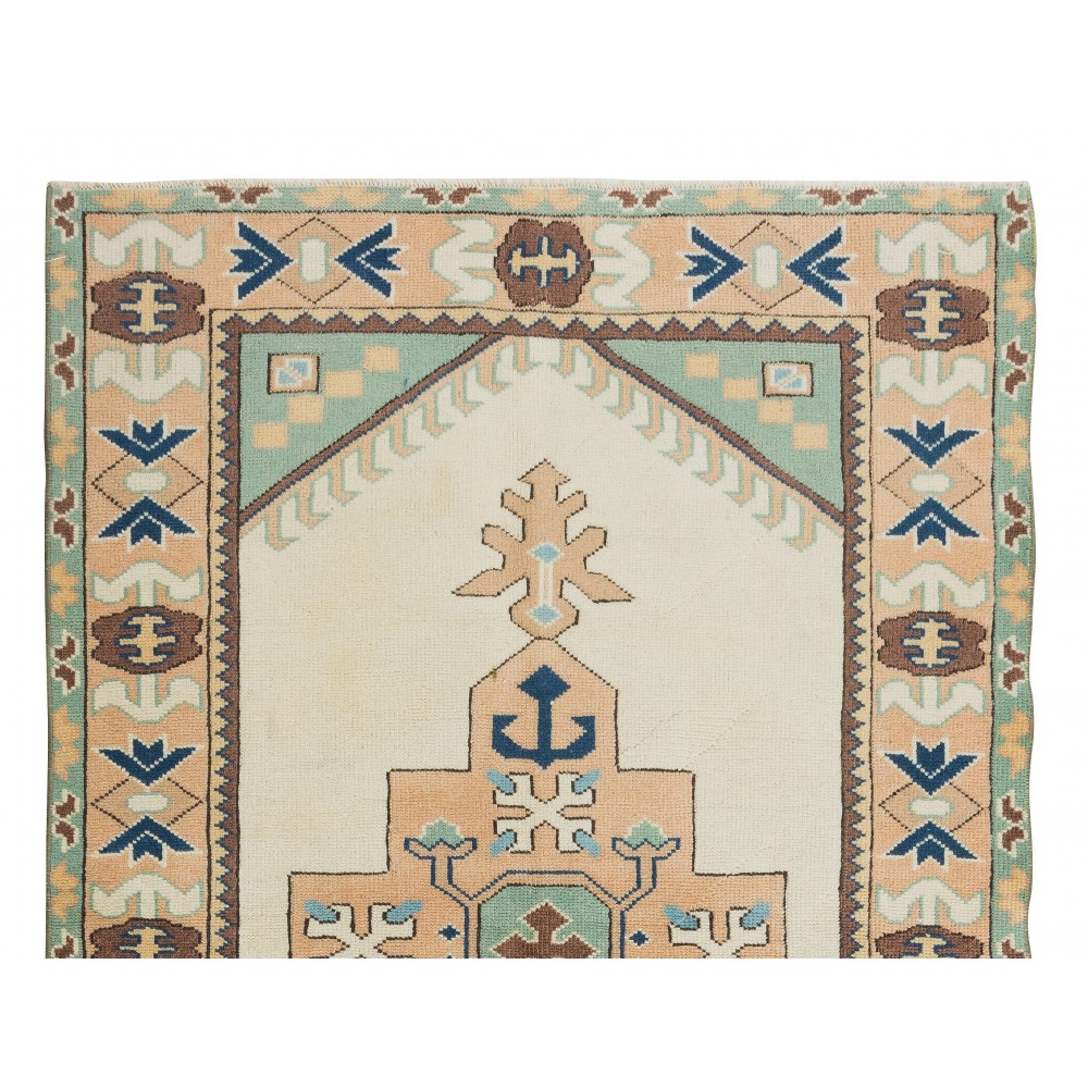Handmade Accent Rug with Geometric Design, Turkish Carpet, 100% Wool