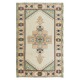 Vintage Accent Rug with Geometric Design, Authentic Woolen Carpet 