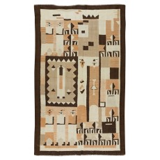 Vintage American Indian Navajo Tribal Kilim Rug, Geometric Pattern 1970's Carpet