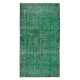 Vintage Hand Knotted Turkish Rug Over-Dyed in Green for Contemporary Home & Office