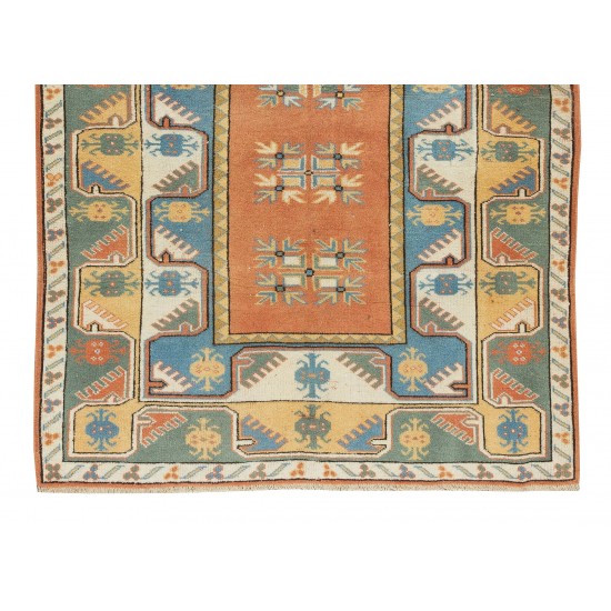 20th-Century Hand Knotted Geometric Wool Rug from Milas / Turkey