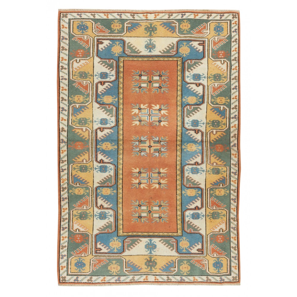 Hand Knotted Geometric Rug from Milas / Turkey, 100% Wool