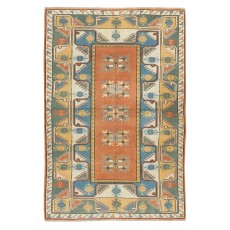 Hand Knotted Geometric Rug from Milas / Turkey, 100% Wool