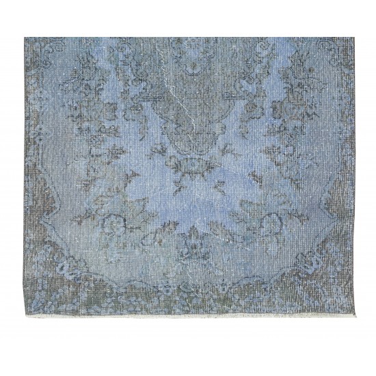 Central Anatolian Vintage Handmade Rug Over-Dyed in Light Blue for Contemporary Interiors Central Anatolian Vintage Handmade Rug Over-Dyed in Light Blue for Contemporary Interiors